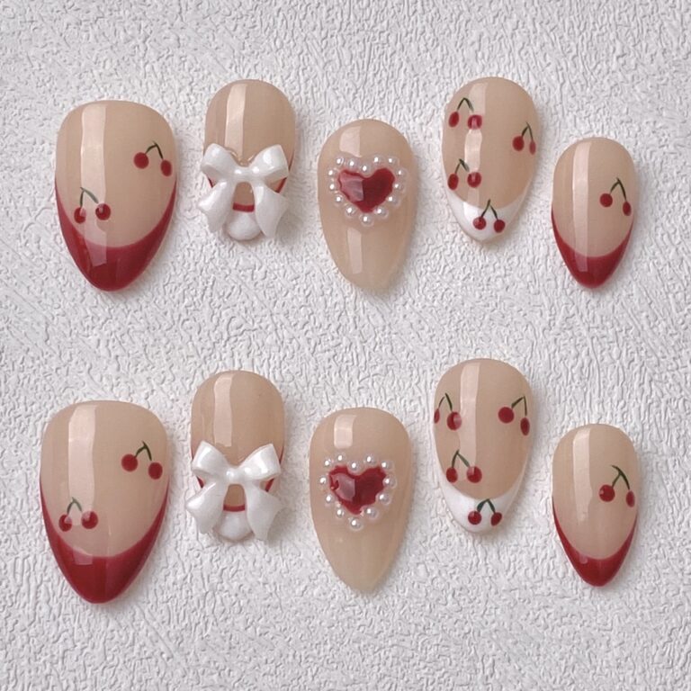 Handmade Press on Nails Sweet Heart Best Press on Nails Natural Fake Nails from MANITIPS